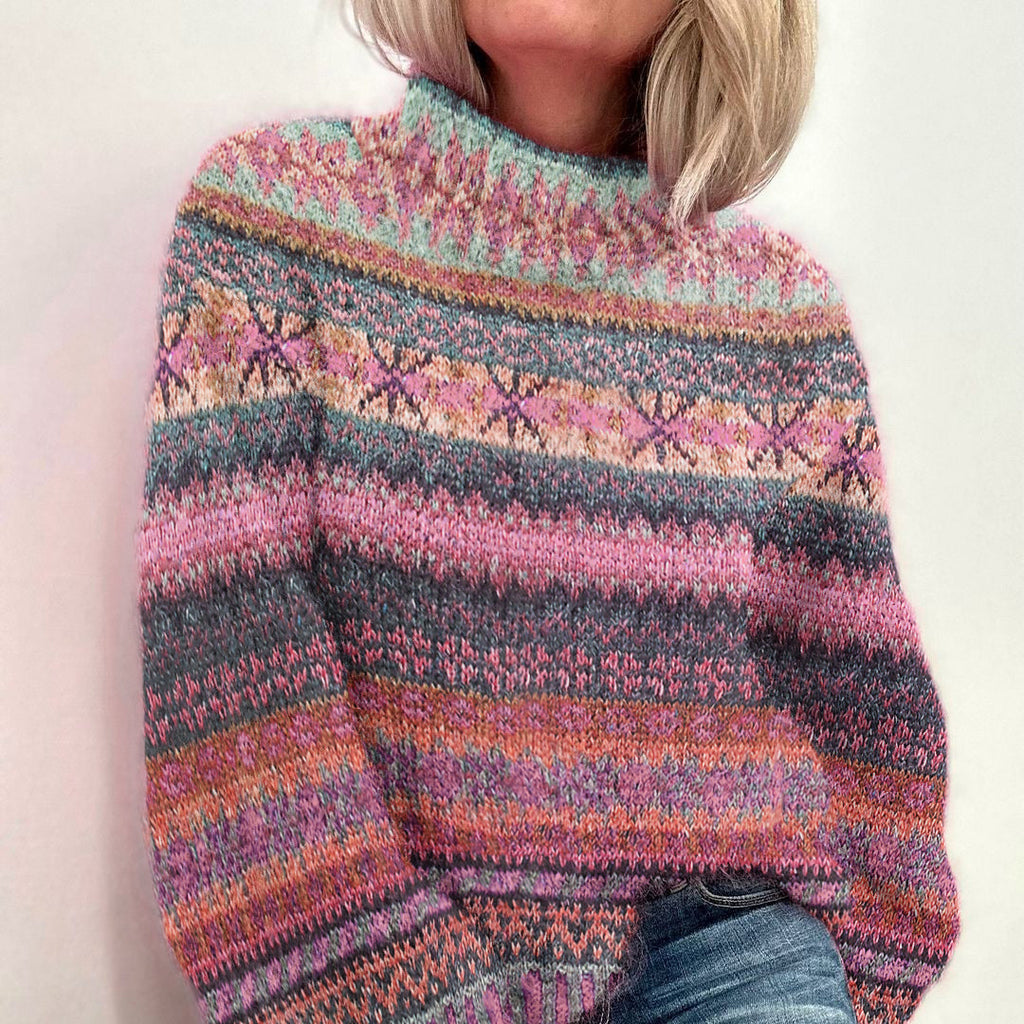 Iceland Sweater Christmas Jacquard Breast Cancer Contrast Turtleneck Sweater artswardrobe