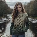 Women's Celtic Knot Art Knit Jacquard Crew Neck Sweater elevenforest