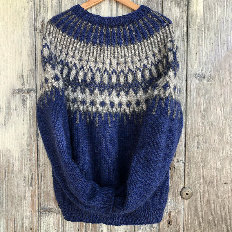 Vintage Warmth Norjalainen Knit Jacquard Icelandic Crew Neck Sweater（Unisex ） elevenforest
