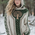 Vintage Tree Of Life Viking Inspired Cozy Knit Hooded Sweater artswardrobe