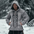 Men's Vintage Viking Runes Celtic Cozy Chunky Hooded Sweater elevenforest