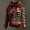 Halloween Bandage Skull Rose Art Slim Fit Knit Hooded Sweater artswardrobe