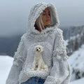 Cute Plush Dog Knitted Jacquard Cozy Hooded Sweater
