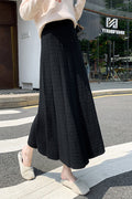 Lisa® | Pleated skirt, slim, high-waisted, mid-length sweater with A-line skirt