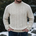 Men's Casual Twisted Round Neck Knit Sweater artswardrobe