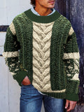 Twisted Floral Knit Pattern Vintage Men's Crew Neck Sweater artswardrobe