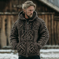 Men's Vintage Celtic Knot Jacquard Zipper Aran Sweater elevenforest