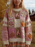 Comstylish Women's Autumn/winter Thanksgiving Round Neck Warmth-giving Knit Sweater