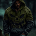 Men's Halloween Pumpkin Face Gradient Jacquard Knit Hooded Sweater elevenforest