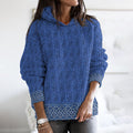 Women'S Celtic Knotted Creative Patchwork Hooded Aran Sweater artswardrobe