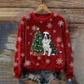 Christmas Tree And Puppy Pattern Women's Comfortable Plush Sweater