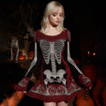 Comstylish Women's Floral Skull Pattern Cozy Knit Mini Sweater Dress