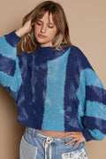 Maria Fernanda® | POL sweater with stand-up collar and color block design