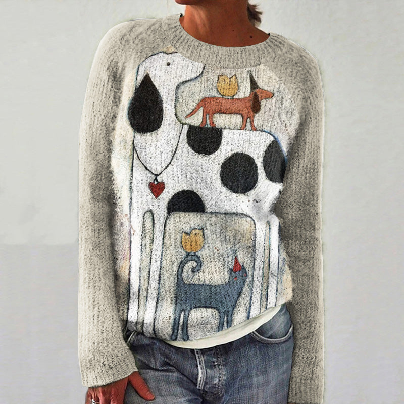 Comstylish Happy Summer Puppy Women's Knitted Sweater