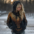 Women's Celtic Knot Myth Phoenix Embroidered Hooded Sweater artswardrobe