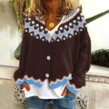 Vintage Contrast Line Jacquard V Neck Cozy Sweater elevenforest