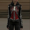 Women's Vintage Halloween Skull Sequin Art Knitted Hooded Sweater artswardrobe