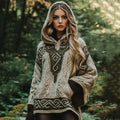 Women's Irish Celtic Contrasting Cord Jacquard Hooded Sweater artswardrobe