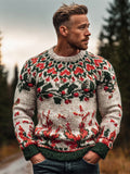 Vintage Christmas Holly Leaf Men's Icelandic Sweater artswardrobe
