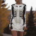 Vintage Halloween Skeleton Floral Art Cozy Sweater Dress artswardrobe