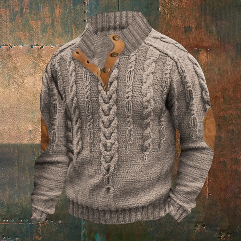 Men's Knit Cable Button-Down Sweater elevenforest