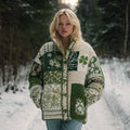 Comstylish Women's Floral Clover Button-down Warm Sweater
