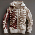 Men's Retro Contrast Skull Art Comfort Zip Hooded Sweater artswardrobe