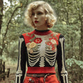 Comstylish Vintage Skeleton Anatomy Floral Colorblock Jacquard Knitted Sweater