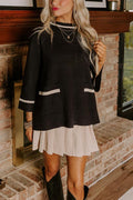Muriel® | Class Act knitted sweater with a stand-up collar and pockets in a contrasting color