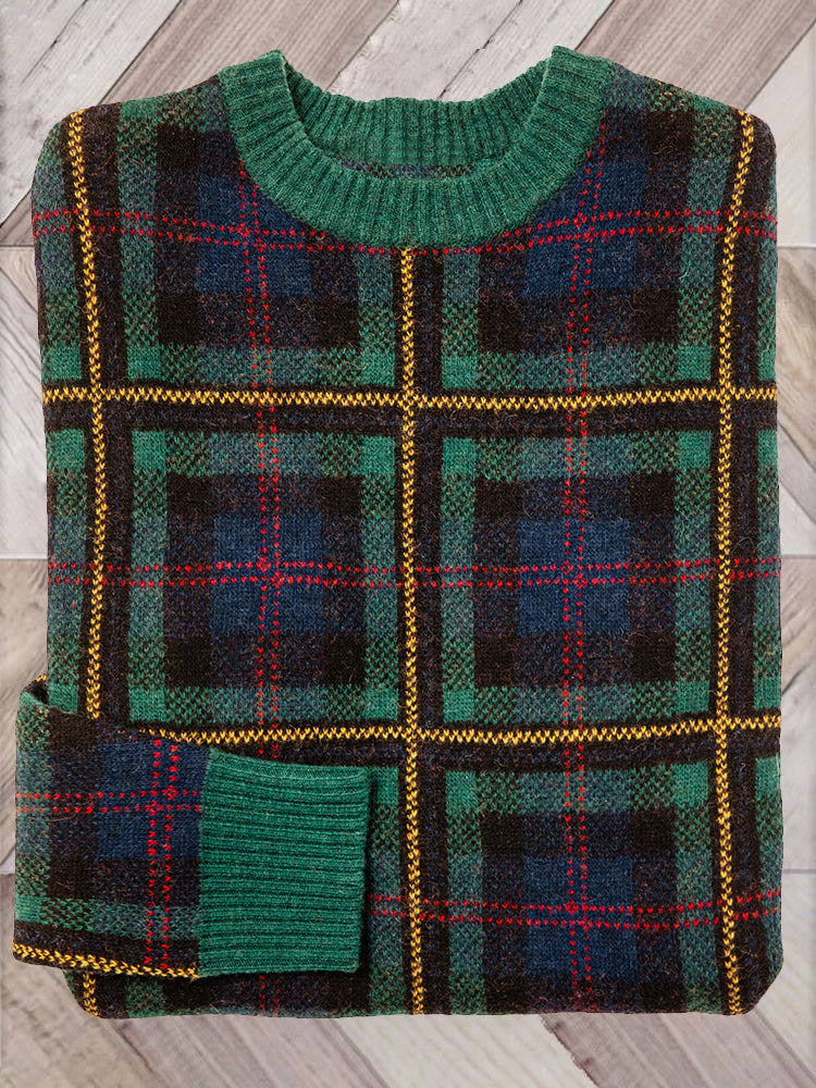 Vintage Plaid Cozy Knit Sweater artswardrobe