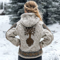 Women's Viking Tribal Tree Of Life Celtic Knotwork Hooded Sweater elevenforest