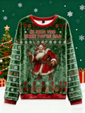 Comstylish Vintage Krampus Sees You When You're Bad Christmas Ugly Flannel Sweater