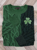 Irish Shamrock Embroidered Jacquard Cozy Sweater artswardrobe
