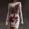 Bloody Skeleton Anatomy Roses Beaded Bandages Cozy Knit Sweater Dress artswardrobe