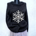 Classy Pearl Snowflake Embroidered Cozy Knit Sweater artswardrobe