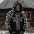 Men's Viking Style Celtic Cross Hooded Sweater artswardrobe