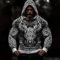 Men's Viking Tribal Dragon Jacquard Celtic Inspired Cozy Hooded Sweater artswardrobe