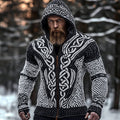 Men's Viking Celtic Pattern Cozy Knit Zip Hooded Sweater artswardrobe