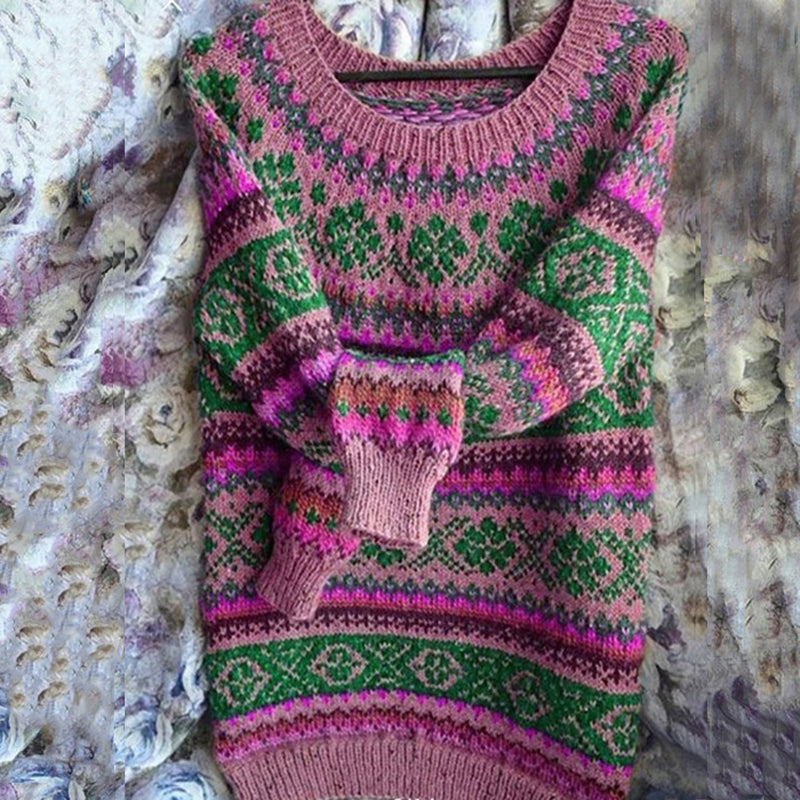 Vintage Crew Neck Long Sleeve Knit Loose Sweater elevenforest