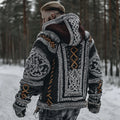Men's Viking Celtic Knot Contrast Cozy Hooded Sweater artswardrobe