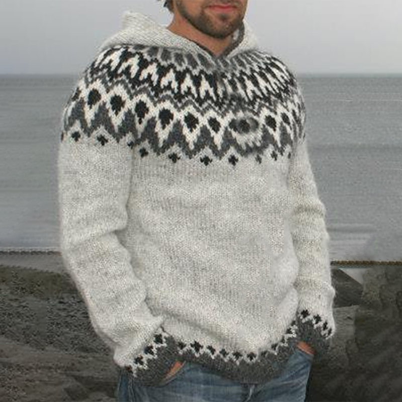 Vintage Tindur Knitted Jacquard Hooded Sweater（Unisex） elevenforest