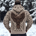 Men's Viking Tribal Eagle Celtic Chunky Knit Hooded Sweater artswardrobe