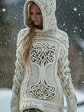 Viking Tree Of Life Celtic Cozy Chunky Hooded Sweater Dress artswardrobe