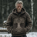 Men's Vintage Celtic Tree Of Life Jacquard Half Zip Aran Sweater artswardrobe
