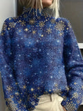 Snowflake Pattern Knit Women's Icelandic Sweater artswardrobe