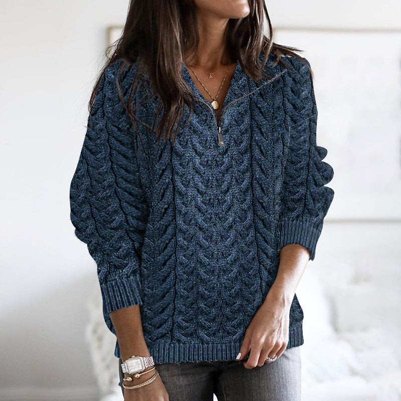 Women's Super Soft Honeycomb Half Zip Aran Sweater elevenforest