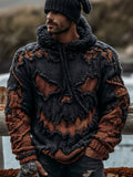 Men's Vintage Halloween Ghost Face Embroidered Hooded Sweater artswardrobe