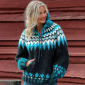 Vintage Fairman Island Geometric Colorblock Pattern Hooded Sweater artswardrobe
