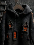 Halloween Dark Castle Inspired Hooded Cozy Knit Sweater elevenforest