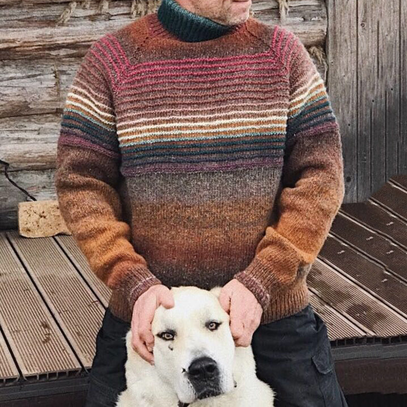 Men's Vintage Gradient Knitted Turtleneck Sweater artswardrobe